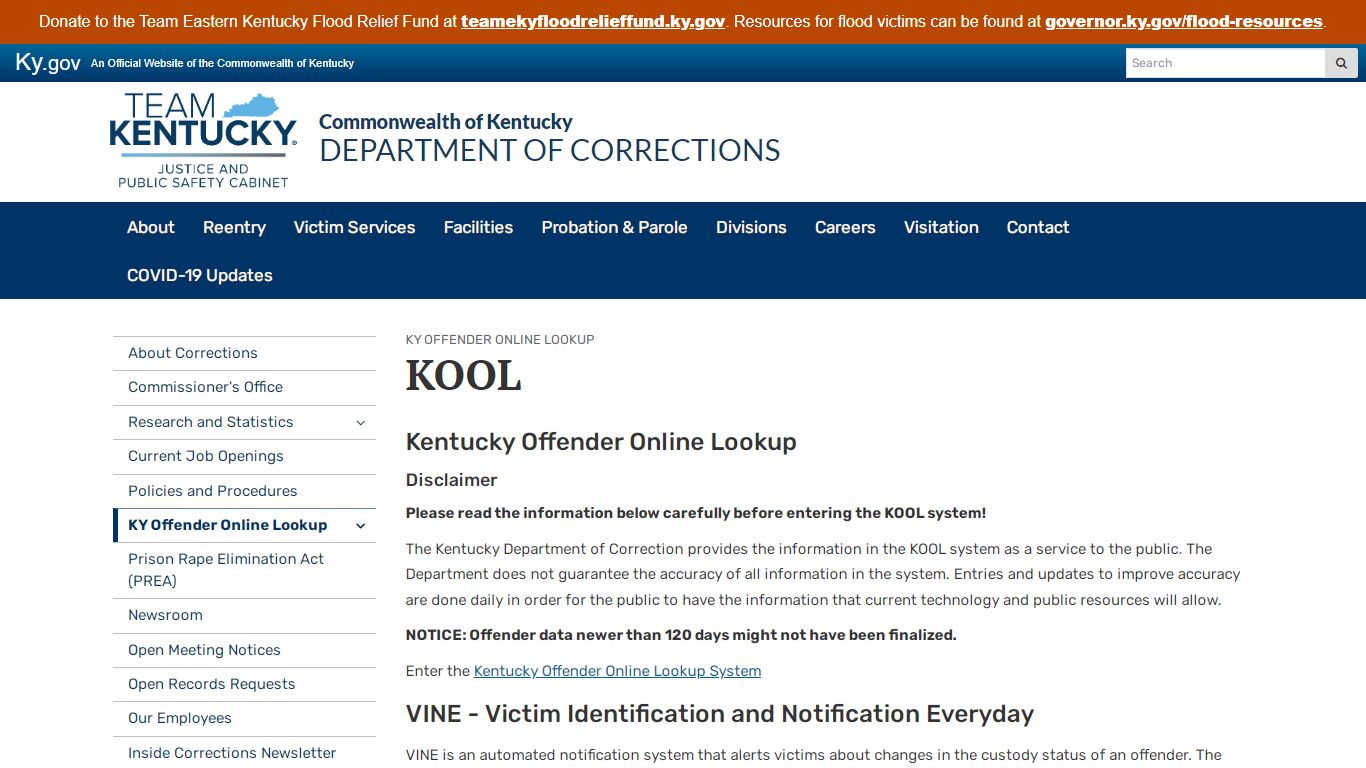 KOOL - Department of Corrections